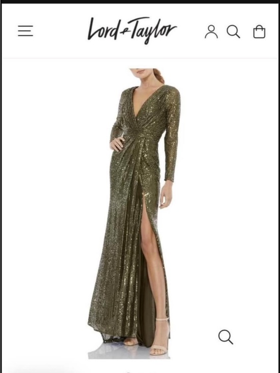 Lord & Taylor Dresses & Skirts - Lord & Taylor Olive Green Sequin Long Sleeve Gown